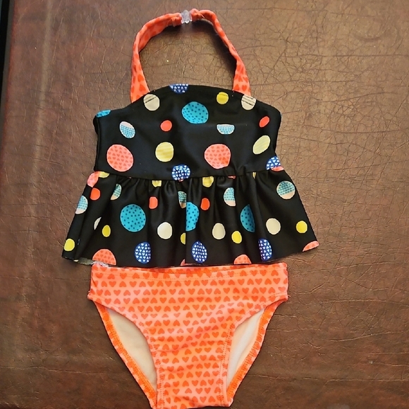 Cat & Jack Other - Cat & Jack Black and Orange Polka Dot Bikini
